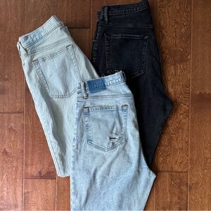 Abercrombie & Fitch Black and Light Blue Straight Jeans